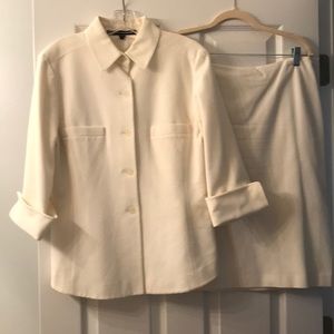 Linda Allard Off-White Pique Cotton Skirt Suit